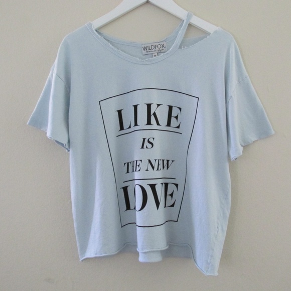 Wildfox | Light Blue Distressed Top T-Shirt - Picture 2 of 7
